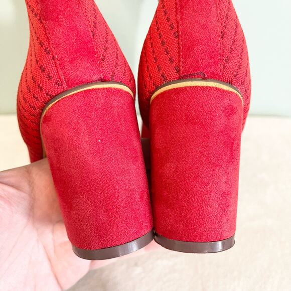 Chase And Chloe Randy Women's Red Fabric Stretch Pointed Ankle Boots Size 8 NWOT - Picture 7 of 10